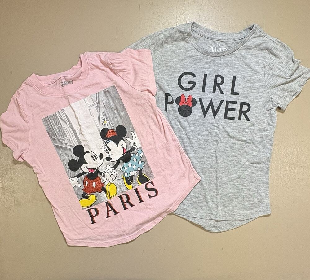 Pair Of Disney Minnie Mouse T-Shirts Girls Youth Large Short Sleeve